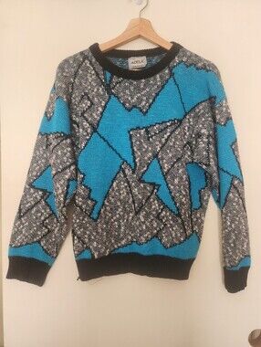 Adele Geo Design Vintage Sweater Super Soft Bright 80s USA